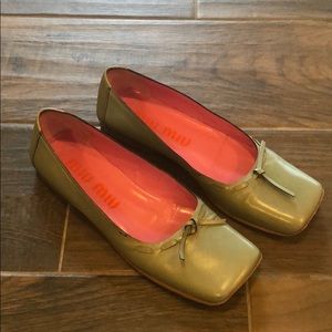 Green Sage Miu Miu Flats